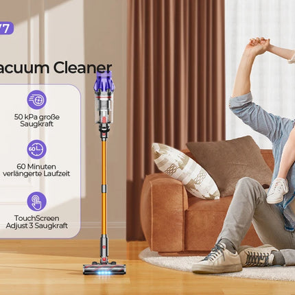 Laresar V7 500W 50000Pa Aspirapolvere senza filo Palmare Elettrodomestico intelligente Batteria rimovibile Contenitore per la polvere