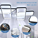 Ventilatore da soffitto LED 50 W con telecomando, 90 cm, nero