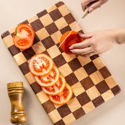 WXCOO - Tagliere in Legno, Tagliere a Scacchiera Giuntato per Piano di Lavoro da Cucina, per Frutta e Verdura