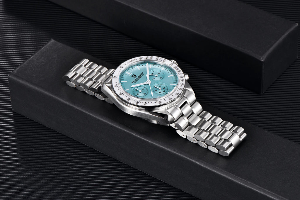PAGANI DESIGN Orologio da Polso al Quarzo con Vetro Zaffiro, Cronografo Sportivo Impermeabile 10 Bar, Acciaio Inossidabile 316L