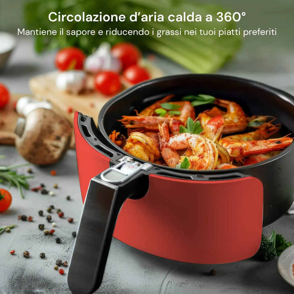 Friggitrice ad Aria 5L 1400W con Timer 60 Minuti e Display LED Touch