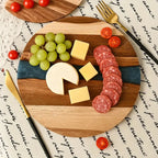 WXCOO Akazienholz-Harz-Rundschneidebrett, Küchenschneidebrett für Steak-Snacks, Obst-Schneidebrett, lebensmittelechtes Schneidebrett, verdickt