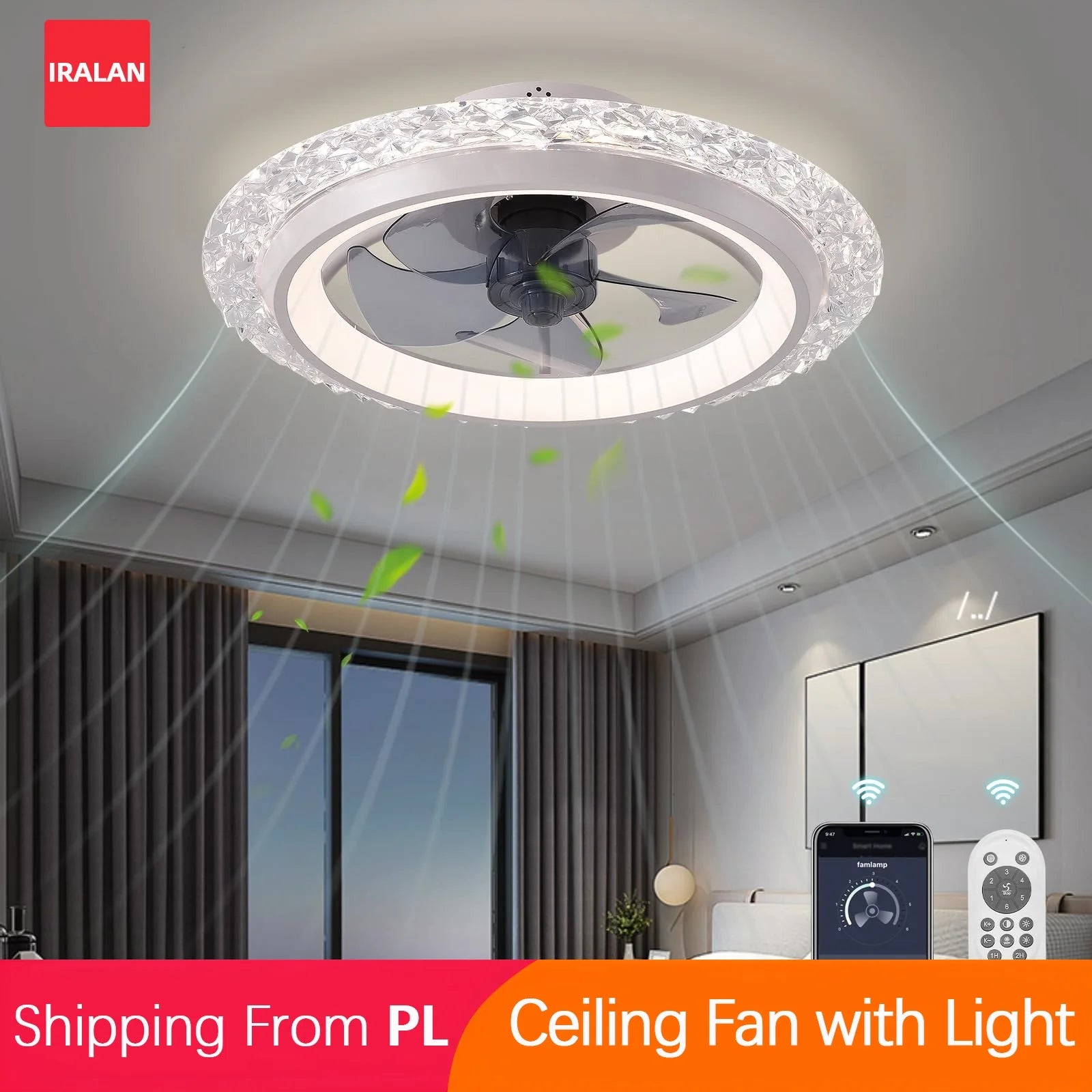 Ventilatori da Soffitto con Luce e Telecomando, Illuminazione Smart Moderna Nordica, Lampada da Soffitto di Lusso con Ventilatore a 6 Velocità