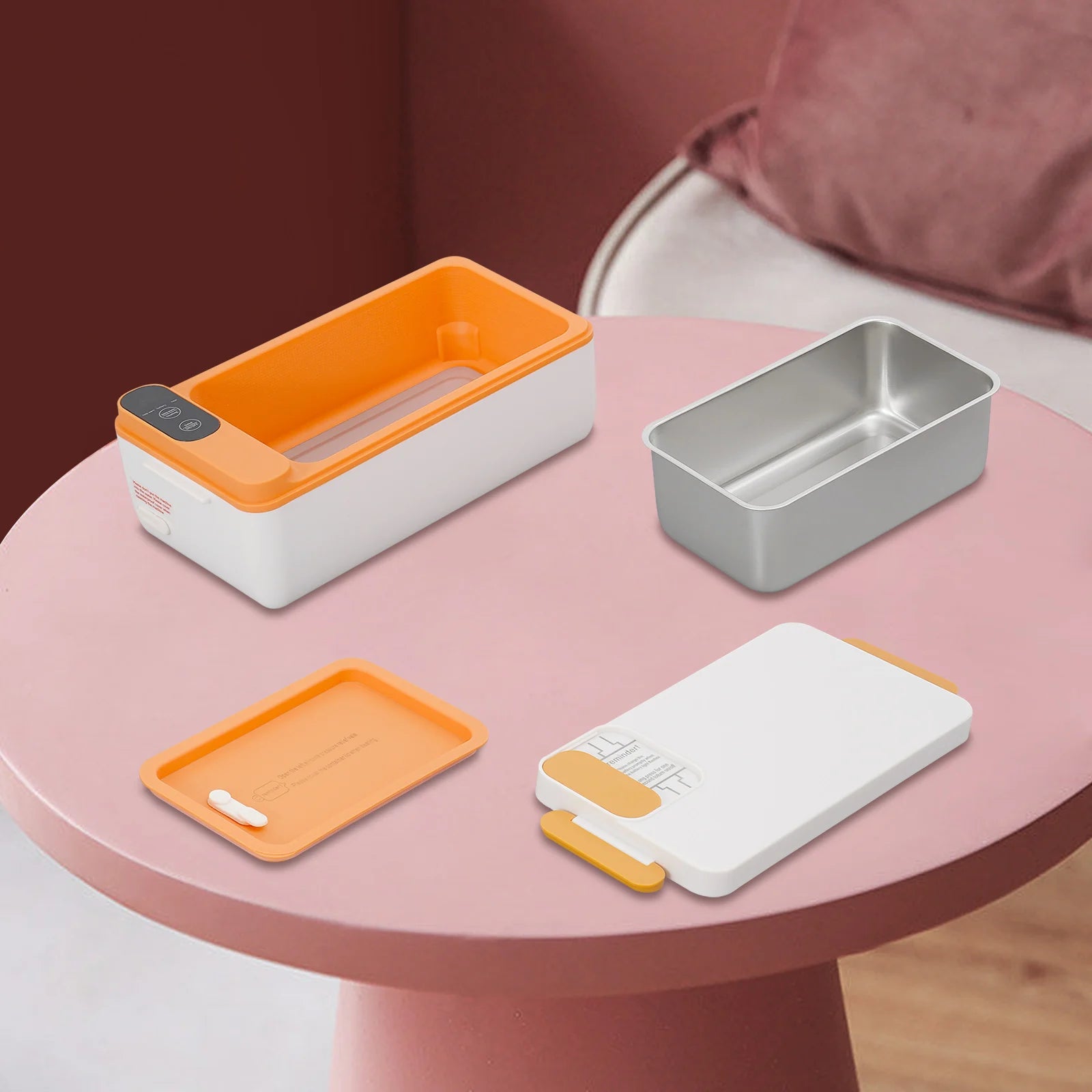 Tragbarer smarter Speisenwärmer mit wiederaufladbarem 1-Liter-Akku, Touch-Steuerung, LED-Anzeige und USB-Ladefunktion