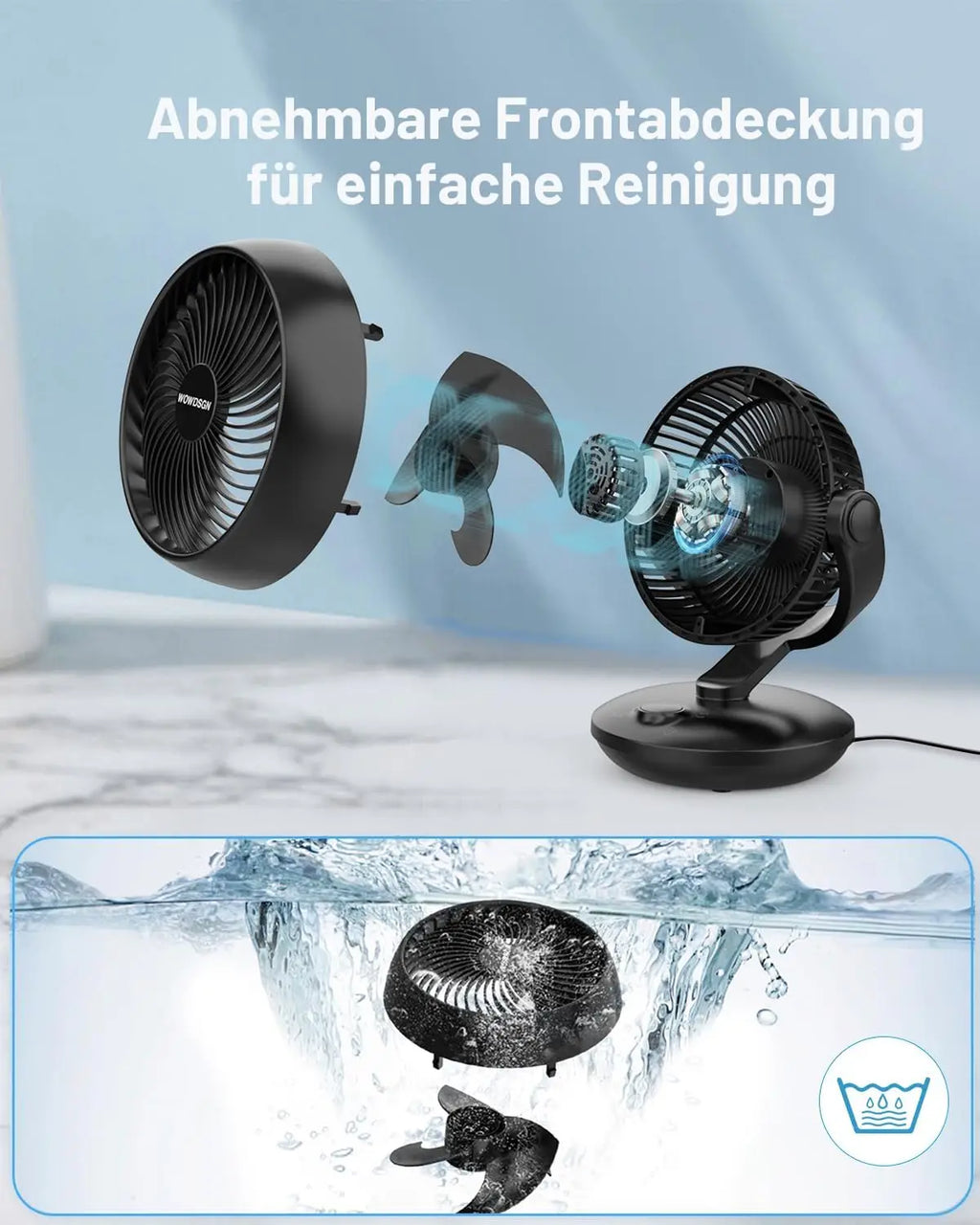 Ventilatori silenziosi WOWDSGN, 6 velocità regolabili, 3 modalità, 22 dB, neri, timer da 9 ore, ventilatore da tavolo per scrivania da ufficio per studenti, cucine, soggiorno