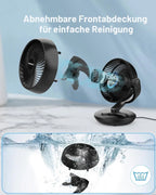 Ventilatori silenziosi WOWDSGN, 6 velocità regolabili, 3 modalità, 22 dB, neri, timer da 9 ore, ventilatore da tavolo per scrivania da ufficio per studenti, cucine, soggiorno