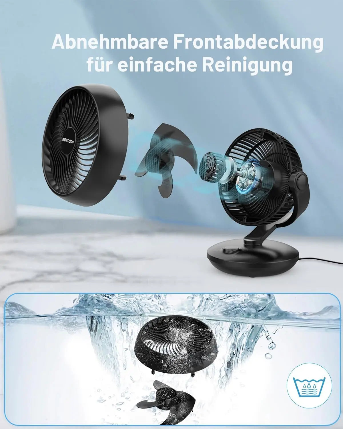 Ventilatori silenziosi WOWDSGN, 6 velocità regolabili, 3 modalità, 22 dB, neri, timer da 9 ore, ventilatore da tavolo per scrivania da ufficio per studenti, cucine, soggiorno
