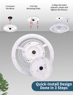 Ventilatore da Soffitto Intelligente con Luci a 360° °   Lampada Ventilatore Moderna Girevole con Controllo Remoto APP, Dimmerabile, 6 Velocità del Vento, Flusso d'Aria Reversibile per Interni