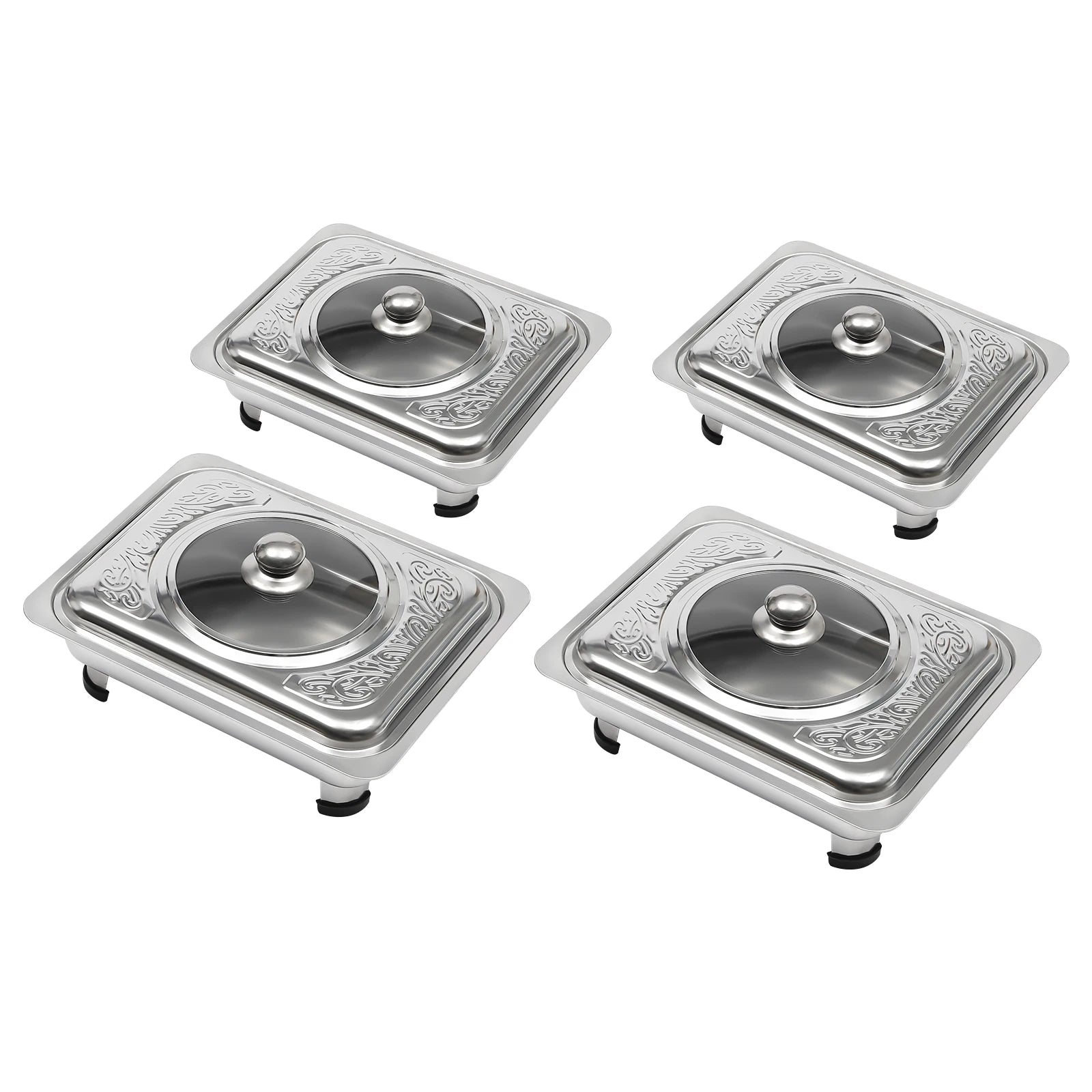 4/8 Stück Chafer-Pfannen-Buffet-Servierbehälter mit Deckel, rechteckiger Speisenwärmer-Pfannen-Servierbehälter