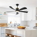 Ventilatore da Soffitto Reversibile da 52 Pollici con Luce, Nero e Oro, 5 Pale, LED 20W, 6 Velocità, Telecomando, Silenzioso, per Interni, Moderno, Estate e Inverno
