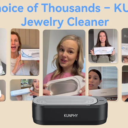 KUNPHY Pulitore per gioielli a ultrasuoni 12oz 46KHz Pulitore sonico professionale con funzionamento one-touch Pulitore sonico per anelli Occhiali