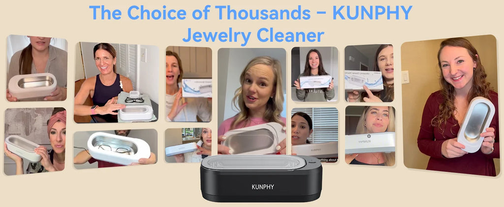 KUNPHY Ultraschallreiniger 350ml 46KHz Professioneller Ultraschallreiniger mit One-Touch-Bedienung Ultraschallreiniger für Ringe Brillen