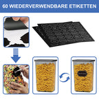 Set mit 32 luftdichten Lebensmittelbehältern mit Deckeln, BPA-freie Vorratskammer-Organizer aus Kunststoff, auslaufsichere Küchenbehälter für Müsli, Mehl, Gewürze und trockene Lebensmittel mit Etiketten
