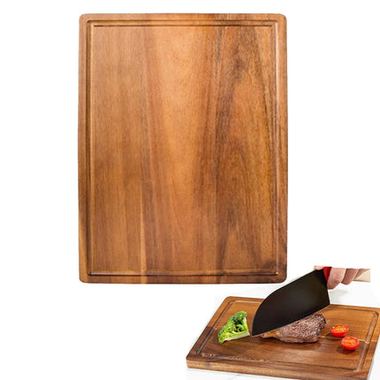 Tagliere in Legno con Scanalature Profonde per Succhi, Vassoio per Pizza e Pane, per Tagliare Verdure, Frutta e Carne, Vassoio da Cucina