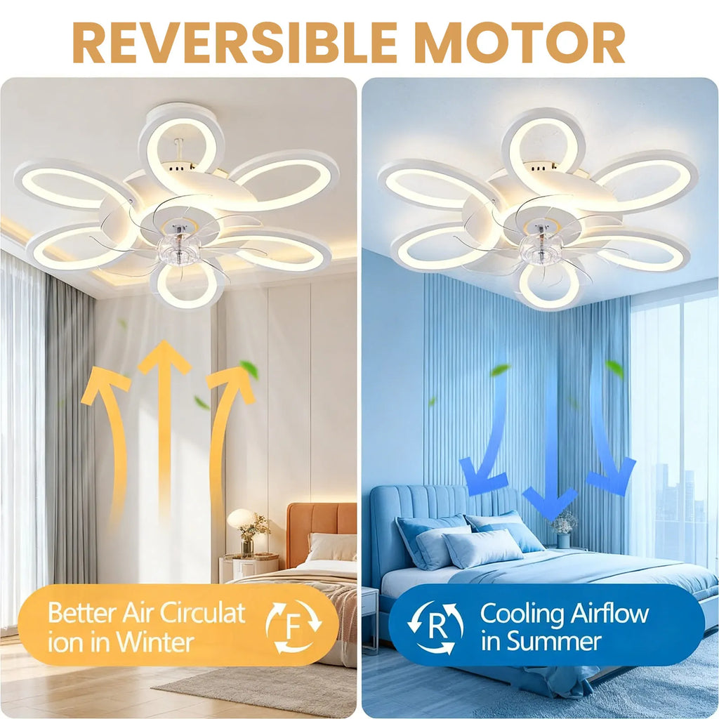 Ventilatore da soffitto moderno con luce, telecomando e controllo tramite app intelligente, ventilatore da soffitto a incasso ultra sottile da 25 pollici con luce LED dimmerabile, adatto per camere da letto, soggiorni e altri