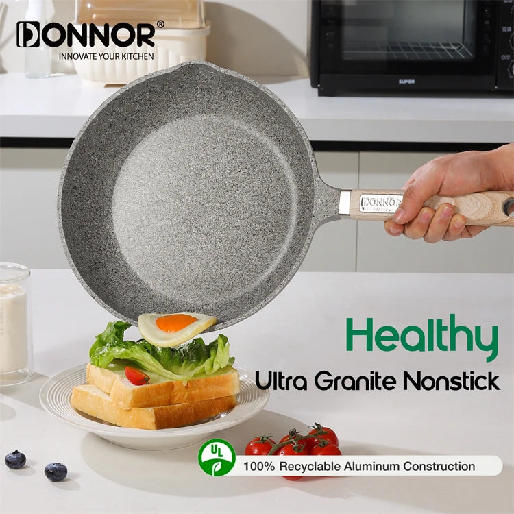 DONNOR 13Psc Set di pentole e padelle Set di pentole antiaderenti Pentole a induzione in granito Set da cucina antiaderente con padelle JT447