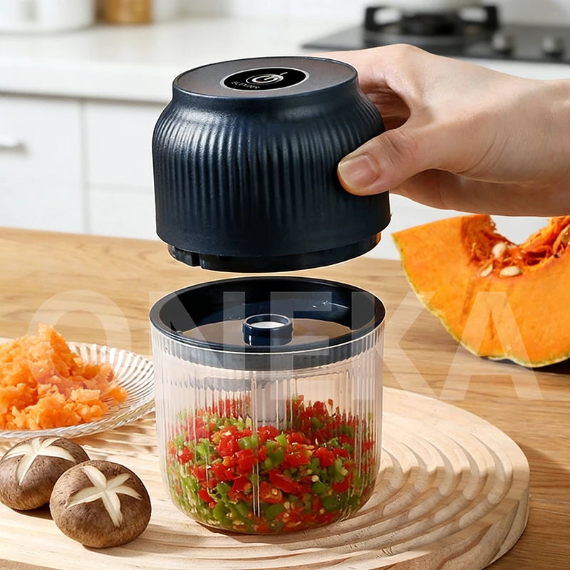 Elektrischer Mini-Zerkleinerer mit 6 Klingen, USB-betrieben, für Knoblauch, Chili, Ingwer, Gemüse, Babynahrung - Küchengerät