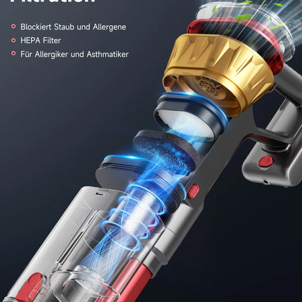 Tdyon 750W 85000PA Aspirapolvere Senza Fili, Potenza di Aspirazione Ultra-Elevata, 80 Minuti di Autonomia, Aspirapolvere Portatile con Batteria Rimovibile