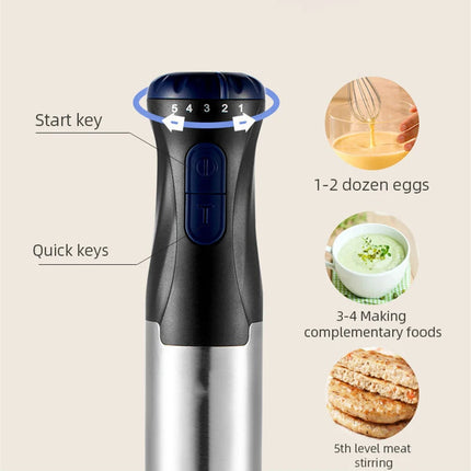 Immersion Blender 4-in-1 in Stainless Steel, Handheld Food Mixer, Vegetable and Meat Chopper, Whisk for Smoothies
