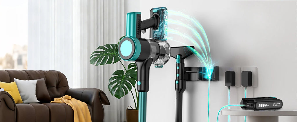 Kabelloser Staubsauger, selbststehend, 58Kpa/55 Minuten/10-in-1, mit LED-Beleuchtung Bürste für Tierhaare/Teppiche