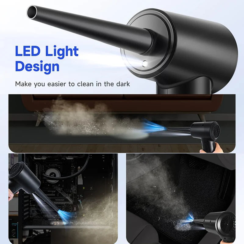 Kabelloser Luftentstauber 50000RPM Tragbar mit LED-Licht zur Reinigung von PCs, Tastaturen, Laptops und Elektronik