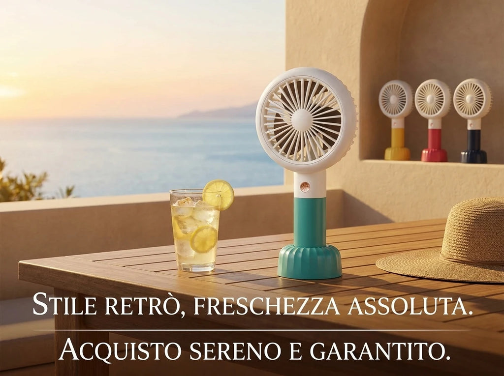 Retro Mini-Handventilator, wiederaufladbar über USB, 3 Windgeschwindigkeiten, batteriebetrieben, Tischventilator, geeignet für Zuhause, Büro, Schlafzimmer, Reisen und Outdoor.
