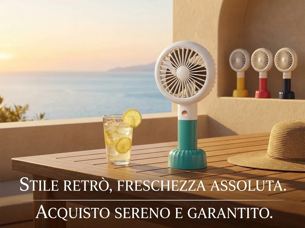 Retro Mini-Handventilator, wiederaufladbar über USB, 3 Windgeschwindigkeiten, batteriebetrieben, Tischventilator, geeignet für Zuhause, Büro, Schlafzimmer, Reisen und Outdoor.