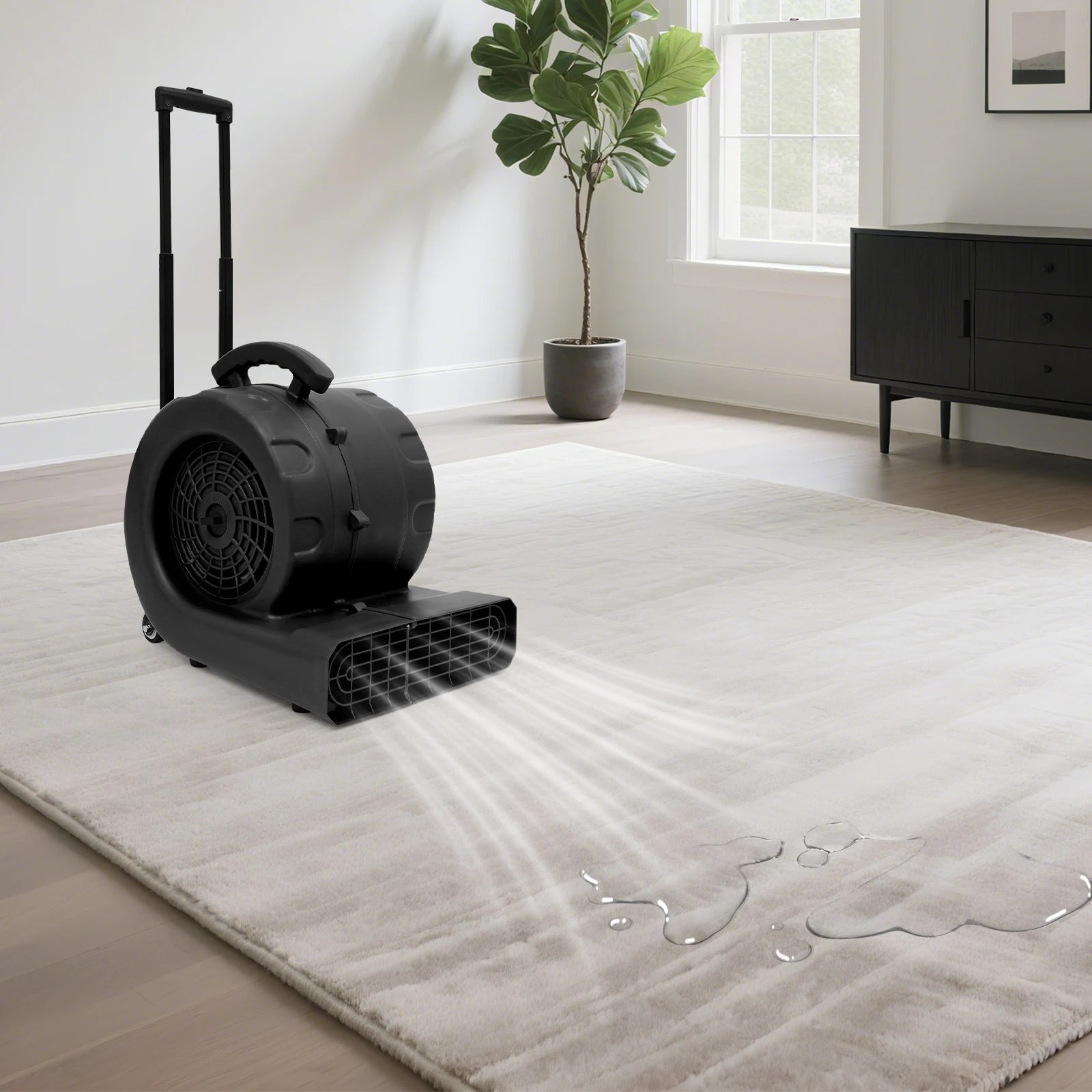 Ventilatore Portatile per Asciugatura Pavimenti, Soffiatore da 750W, 3 Velocità, Cavo da 5m, Timer 120min, 0-90° °   Asciugatore Angolare per Tappeti, Pavimenti e Pareti in Ambienti Commerciali e Industriali, 48*38*46cm