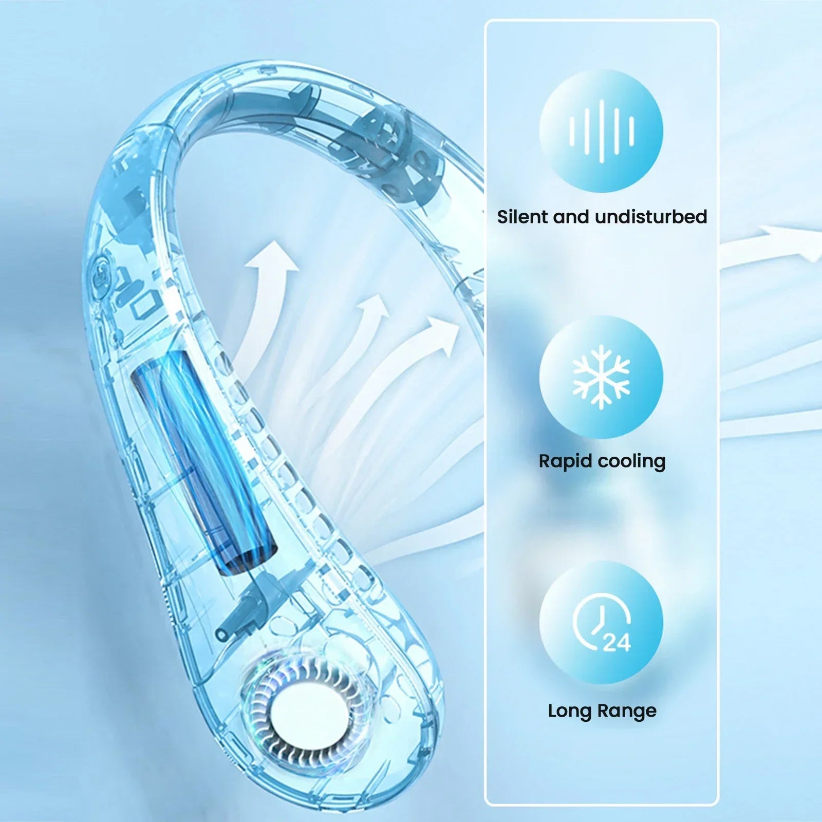 Ventilatore 1800mAh Collo portatile 3 marce Raffreddamento Ventilatore sospeso Dispositivo di raffreddamento dell'aria ricaricabile Mini ventilatore sportivo estivo per interni ed esterni