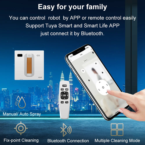 (Codice promozionale: SA2200)Robot Lavavetri ABIR WD8, Doppia Spruzzatura d'Acqua, Memoria Intelligente, Potente Aspirazione a Vuoto, Sensore Laser, Robot per la Pulizia delle Vetrate Domestiche, Controllo tramite APP.