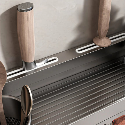 Mensola portaoggetti da parete per cucina, portaoggetti scolapiatti per coltelli, bacchette, organizer combinato per spezie da cucina