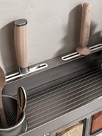 Scaffale portaoggetti da parete per cucina, portaoggetti drenabile per coltelli, bacchette, organizer combinato per spezie da cucina