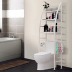 Badezimmer-Ablageregal, 3 Ebenen, Metall, über der Toilette, hohe Tragfähigkeit, mit Sicherheitsbarriere, ohne Bohren, Standregal