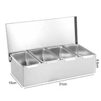 Silberne Obstschale aus Edelstahl mit 4 Fächern, Obstaufbewahrungsbox für den Haushalt, Gewürzbox für Küchen, Restaurants, Bars
