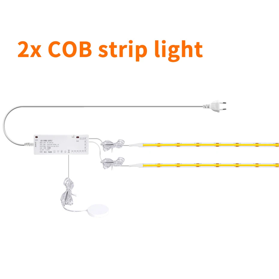 Striscia LED COB 12V 320LED/m dimmerabile con tocco in legno penetrabile e sensore di movimento per cucina/guarda-roupa/vetrina/arredamento dell'armadio