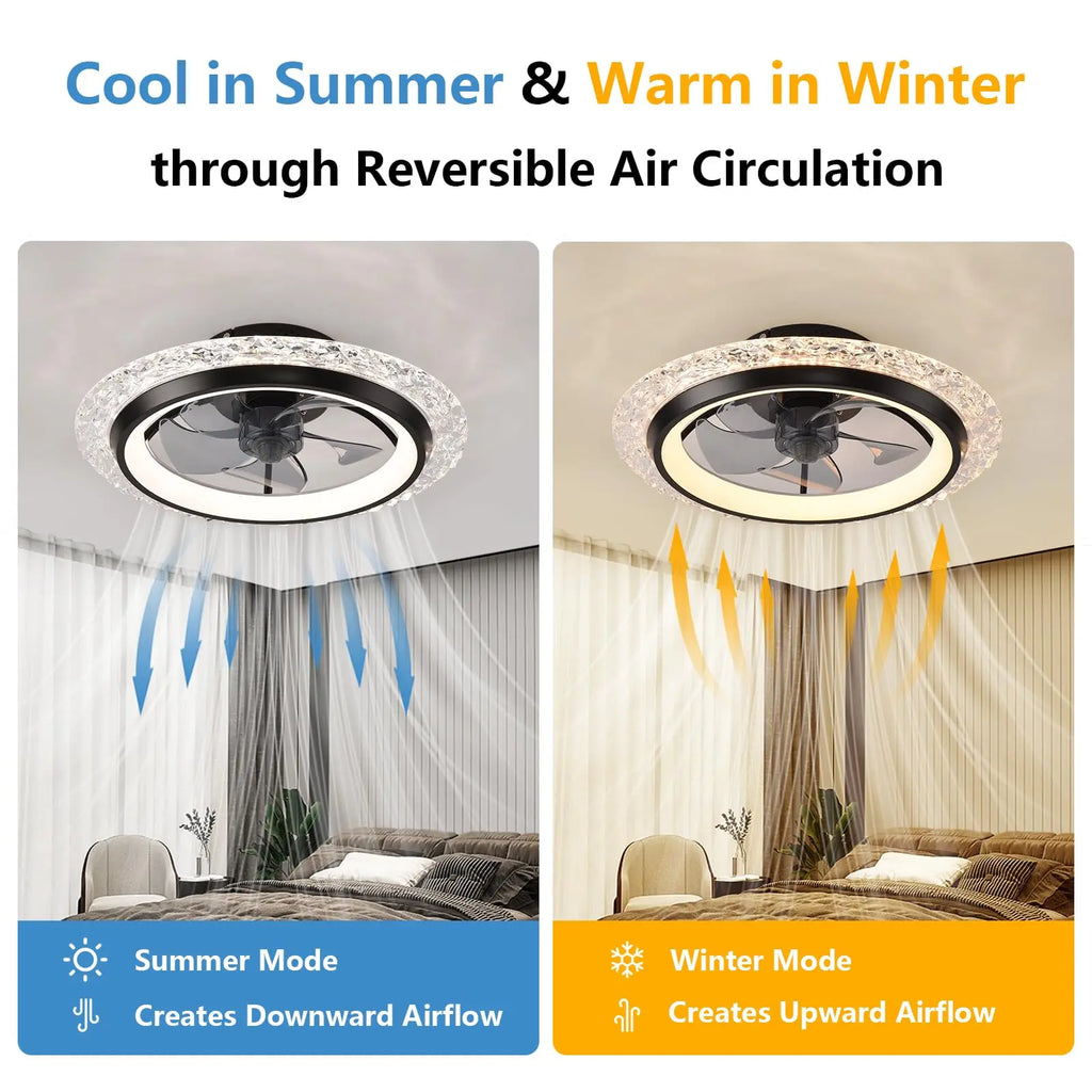 Ventilatore da Soffitto Moderno Silenzioso con Luce e Telecomando, 6 Velocità, Luce LED, Ventilatore Intelligente, Lampadario da Soffitto per Soggiorno, Decorazione Casa