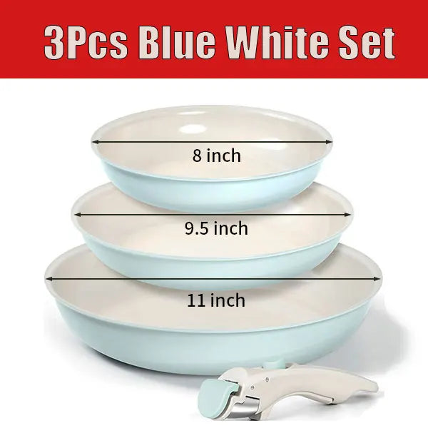 2/3 pezzi padelle set impilabili padelle per uova antiaderenti con manico rimovibile padella antiaderente per bistecche fritte pentola di cottura pentole