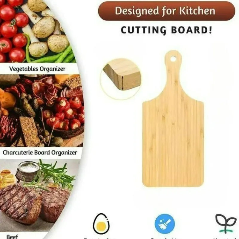 Holzschneidebretter mit Griff, Küchenschneidebretter aus Bambus für Pizza, Brot, Käse, Wurst und Gemüse