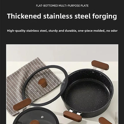 Complete Set of 5-Piece Non-Stick Stainless Steel Cookware with Glass Lids and Handles, Kitchen Set