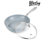 HLAFRG 8/12 Zoll Pfanne mit Deckel, antihaftbeschichtete Marmor-Aluminium-Pfanne mit Edelstahlgriff, induktionsgeeignet