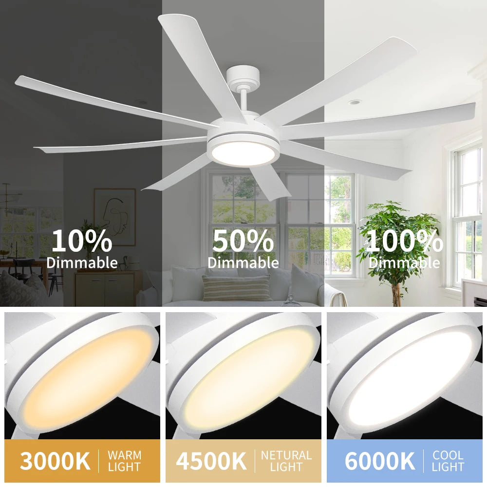 XINGOO Nordic White Ventilatore da soffitto da 72 pollici, telecomando con luce, decorazione per la casa, soggiorno, lampadario da soffitto per camera da letto