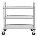 Carrello da Cucina a 3 Ripiani, 96,5x55x90 Cm, Materiale in Acciaio Inossidabile, Telaio Solido e Stabile, Grande Capacità di Stoccaggio, Ruote Scorrevoli, Salvaspazio, Facile da Montare, per Uso Domestico, Ristoranti, Hotel