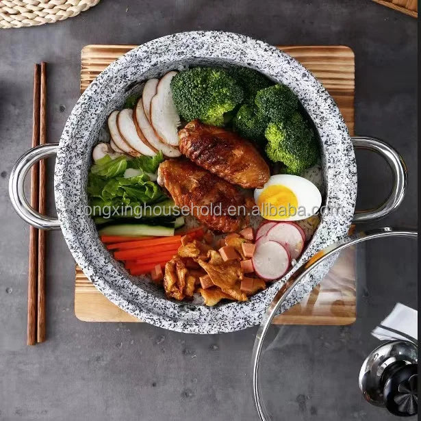 Grande Formato Riscaldamento Diretto Zuppa di Granito Pentola Moor Pietra Sizzling Pentola Calda Cottura Wok Cottura del Riso Cottura Cibo Servire Pentola di Pietra