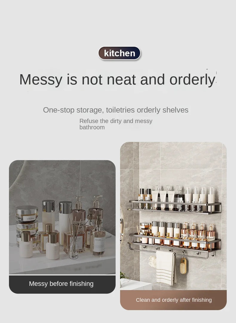 Scaffale di stoccaggio multifunzionale da cucina di lusso leggero, portaspezie a parete, condimento senza fori, portaoggetti da parete in acciaio inossidabile