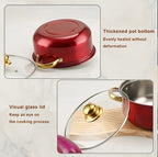 12-teiliges Kochgeschirr-Set aus Edelstahl, mehrfarbige Antihaftpfannen, Töpfe, Bratpfannen, Pfannen mit Deckel, vielseitig, elegant und langlebig