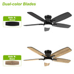Ventilatore da soffitto a doppia pala da 42 pollici con luce LED dimmerabile, motore DC reversibile a 6 velocità dimmerabile, timer silenzioso, ventilatore a basso profilo per camera da letto, cucina, appartamento