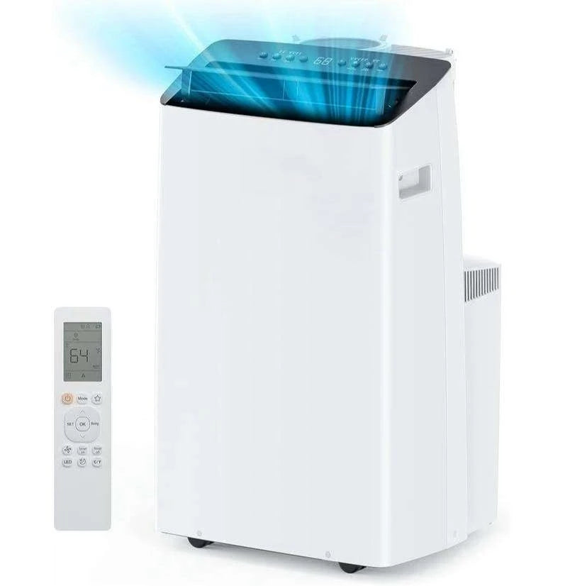 Condizionatore d'aria portatile inverter da 14.000 BTU (12.000 BTU SACC) con pompa di calore, doppio tubo, deumidificatore e ventola per ambienti di varie dimensioni