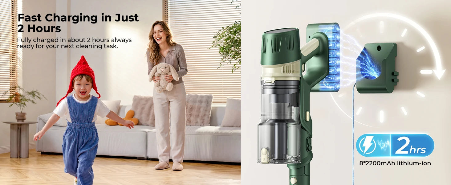 Laresar V12 Aspirapolvere Senza Fili Potente 600W 65000PA, Ricarica Rapida 2H, Batteria Rimovibile e Display Intelligente