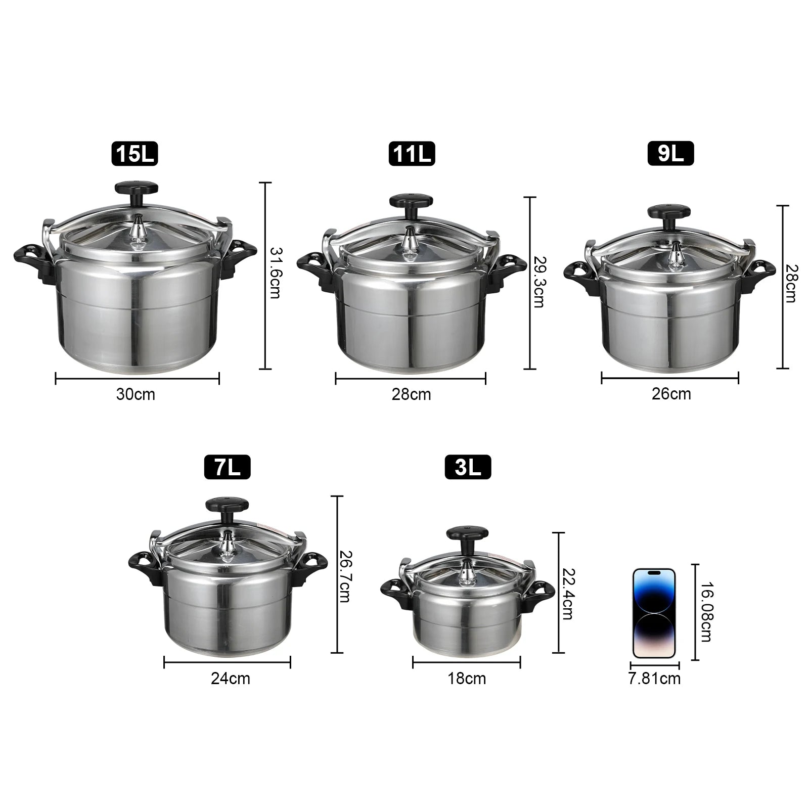Explosionsgeschützter Aluminium-Schnellkochtopf für Gasherde, Easy-Lock-Deckel, Gehäuse aus Aluminiumlegierung, doppelter Boden, ideal für Familienfeiern