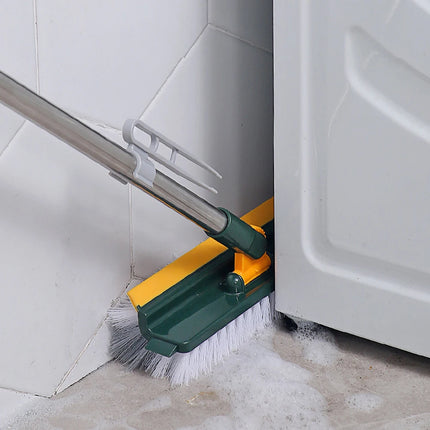 3-in-1 Floor Scrub Brush with Right Angle Bristles and Squeegee Grout Brush with Long Handle Shower Floor Scrubber for Bathtub Tile Floor